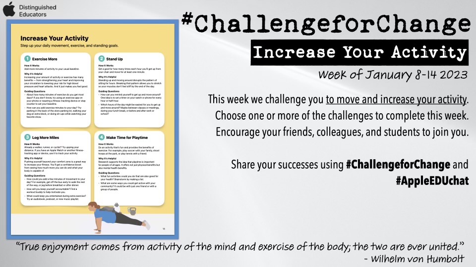 This week we challenge you to move and increase your activity. Choose a challenge to complete and share your successes.
