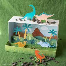 Dinosaur diorama in a show box