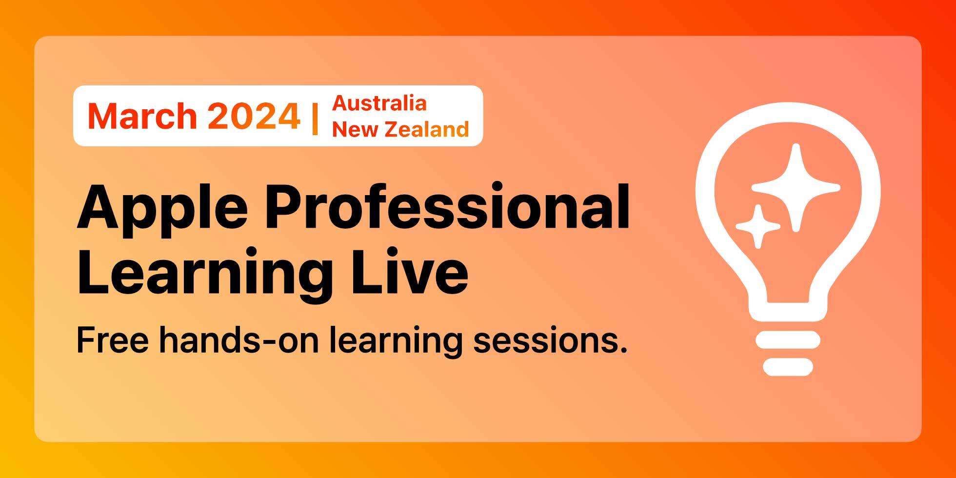 APL Live banner in orange gradient for March 2024. Sessions listed are for Australia and New Zealand.