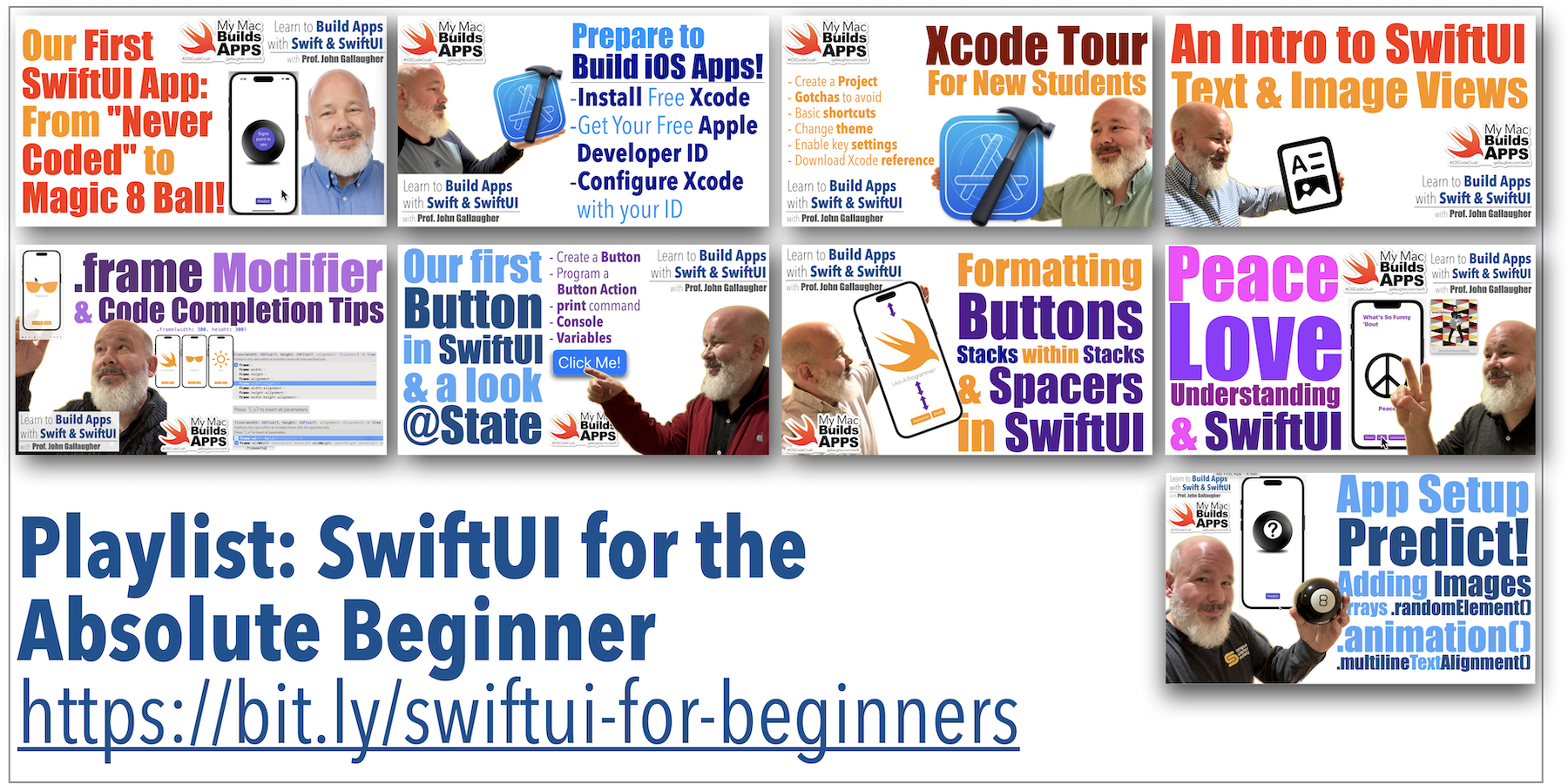 9 web thumbnails and link to bit.ly/swiftui-for-beginners