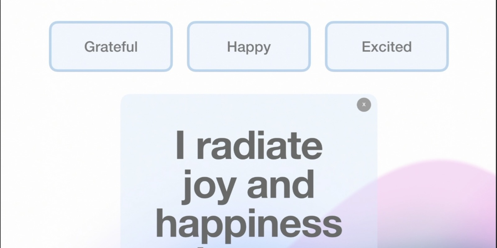 Image of a simple app with affirmations.