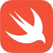 The Logo of Apples Swift Programming Language, a simplistic white swift bird flying over an orange background.