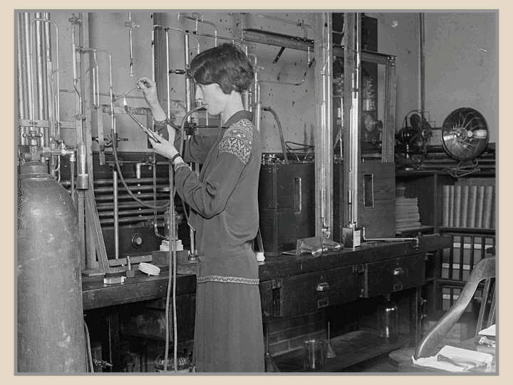 Post card of a woman scientist