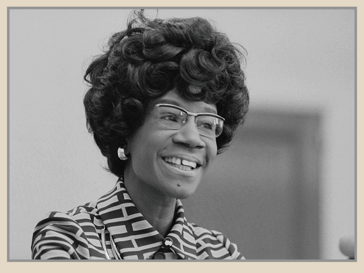 Women’s History Month animated postcard - Shirley Chisholm