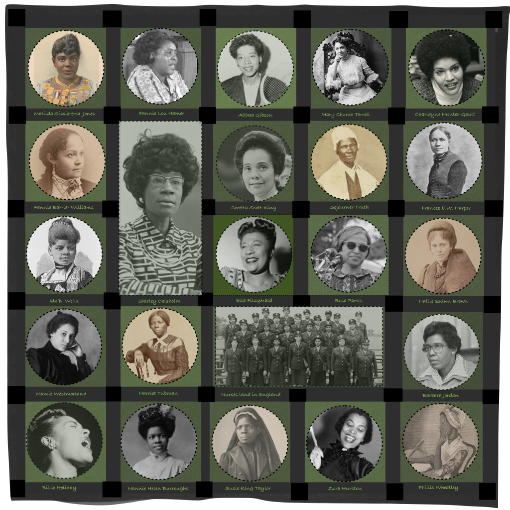 Digital Quilt with portraits of African American Women Changemakers